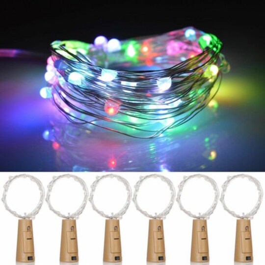 Stock Preferred; 10-Pack Wine Bottle Cork Lights - 20 LED Battery-Operated String Lights; Category:String Lights; Image:1